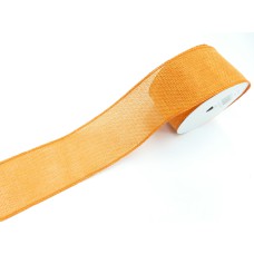 2.5 Inch Orange Faux Burlap Ribbon With Wired Edges, 10 Yards (Lot of 1 Spool) SALE ITEM